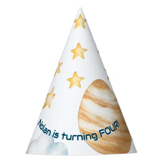 Cosmic Space Kids Verjaardag | Rocket & Stars - Feesthoedjes (Voorkant)