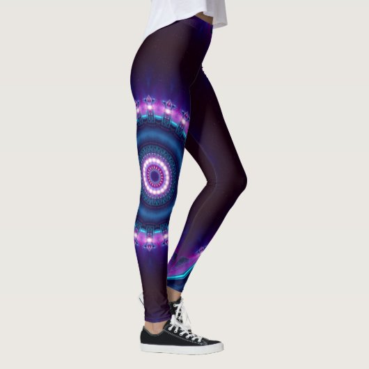 Cosmic Space Rave Neon Blacklight Mandala Leggings (Rechts)