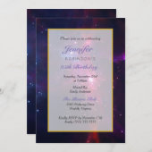 Cosmic Space Stars en Nebula Birthday Party Kaart (Voorkant / Achterkant)