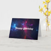 Cosmic Space Stars en Nebula Happy Birthday Kaart (Gele Bloem)