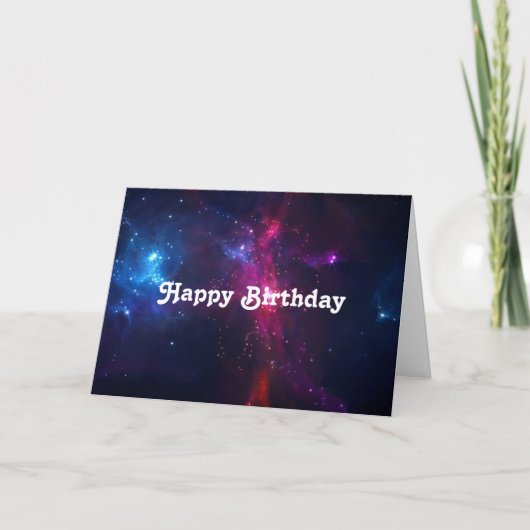 Cosmic Space Stars en Nebula Happy Birthday Kaart (Voorkant)