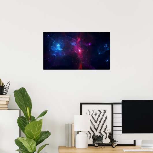 Cosmic Space Stars en Nebula Poster (Thuiskantoor)