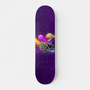 Cosmic Spaceship & Planets Paars Retro Universe Persoonlijk Skateboard