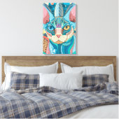Cosmic Sphynx Cat Canvas Afdruk (Insitu (Slaapkamer))