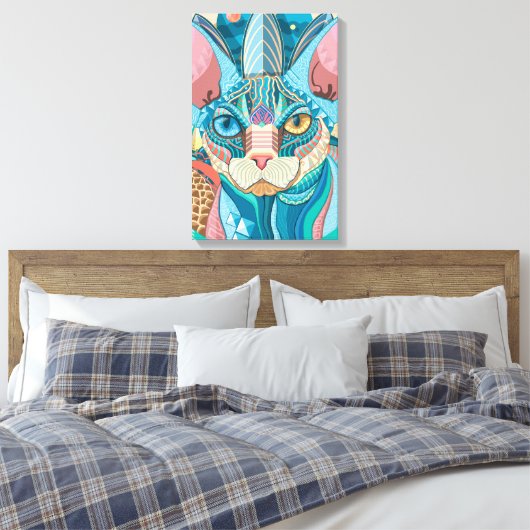 Cosmic Sphynx Cat Canvas Afdruk (Insitu (Slaapkamer))