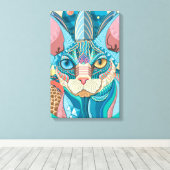 Cosmic Sphynx Cat Canvas Afdruk (Insitu (Houten vloer))