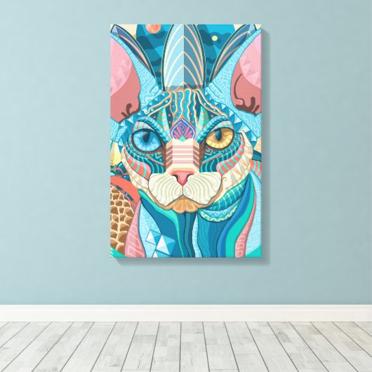 Cosmic Sphynx Cat Canvas Afdruk (Insitu (Houten vloer))