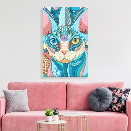 Cosmic Sphynx Cat Canvas Afdruk (Insitu (Woonkamer))
