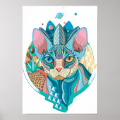 Cosmic Sphynx Cat Poster (Voorkant)
