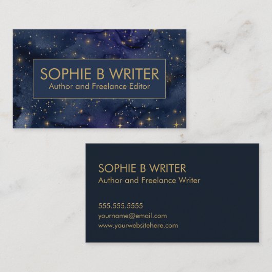 Cosmic Starry Professionele Schrijvers Visitekaartje (Voorkant / Achterkant)