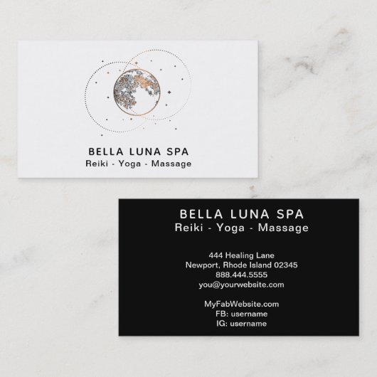 *~* Cosmic Stars Moon Rings Universe Lunar Shaman Visitekaartje (Voorkant / Achterkant)