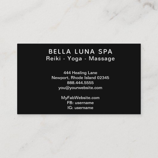 *~* Cosmic Stars Moon Rings Universe Lunar Shaman Visitekaartje (Achterkant)