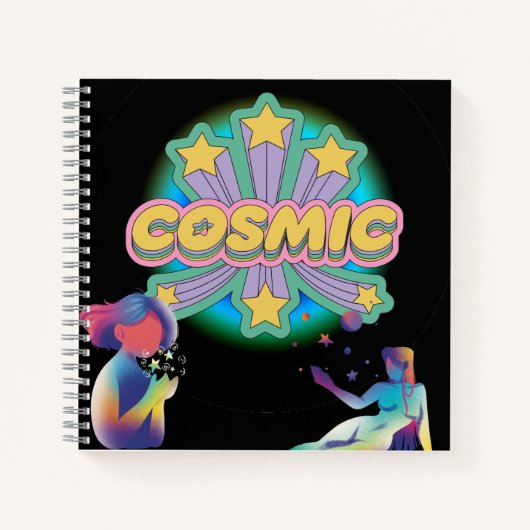 Cosmic Stars Retro Aesthetic Notebook Notitieboek (Voorkant)