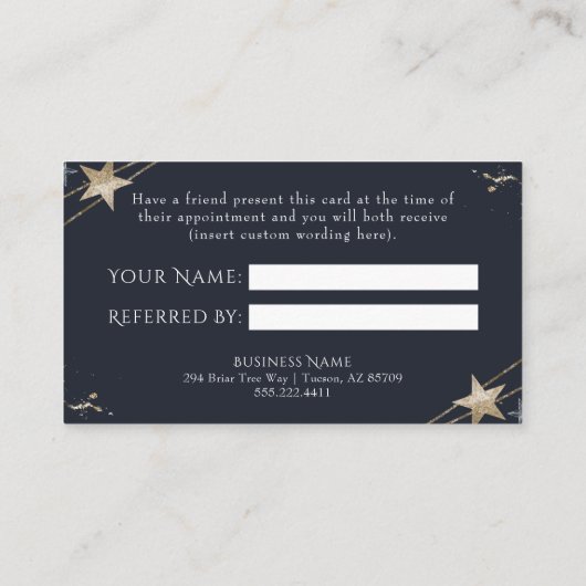 Cosmic Stars Verwijs een Kaart voor een vriendenve Visitekaartje (Achterkant)