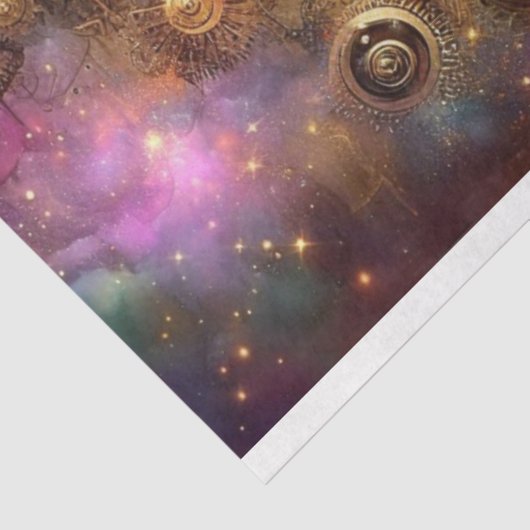 Cosmic Steampunk Celestial Fantasy Cat Decoupage Tissuepapier (Detail)