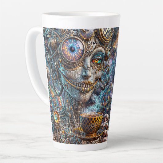 Cosmic Steampunk Latte Mok (Linkerhoek)