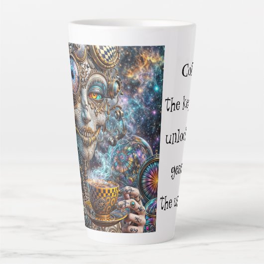 Cosmic Steampunk Latte Mok (Voorkant)