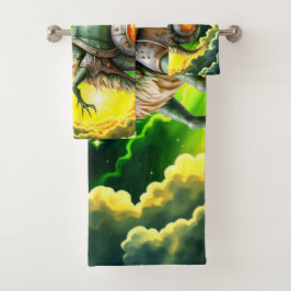 Cosmic Steampunk Slakkenvogel – Neon Droom Schepse Bad Handdoek
