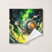 Cosmic Steampunk Slakkenvogel – Neon Droom Schepse Bad Handdoek (Wasdoekje)