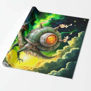 Cosmic Steampunk Slakkenvogel – Neon Droom Schepse Cadeaupapier