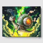 Cosmic Steampunk Slakkenvogel – Neon Droom Schepse Gastenboek (Achterkant)