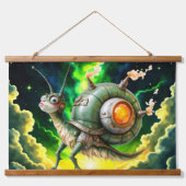 Cosmic Steampunk Slakkenvogel – Neon Droom Schepse Hangend Wandkleed (Voorkant)