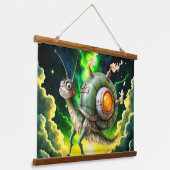 Cosmic Steampunk Slakkenvogel – Neon Droom Schepse Hangend Wandkleed (Gebogen)