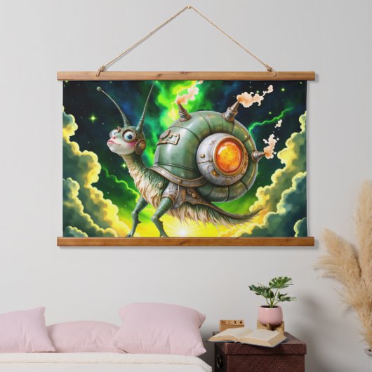 Cosmic Steampunk Slakkenvogel – Neon Droom Schepse Hangend Wandkleed (Slaapkamer)