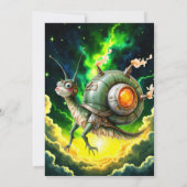 Cosmic Steampunk Slakkenvogel – Neon Droom Schepse Kaart (Achterkant)