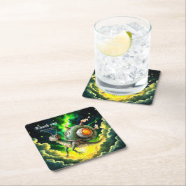 Cosmic Steampunk Slakkenvogel – Neon Droom Schepse Kartonnen Onderzetters