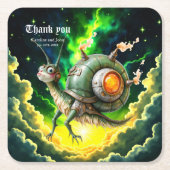 Cosmic Steampunk Slakkenvogel – Neon Droom Schepse Kartonnen Onderzetters (Voorkant)