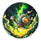 Cosmic Steampunk Slakkenvogel – Neon Droom Schepse Keramische Knop (Voorkant)