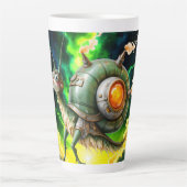 Cosmic Steampunk Slakkenvogel – Neon Droom Schepse Latte Mok (Voorkant)