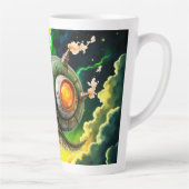 Cosmic Steampunk Slakkenvogel – Neon Droom Schepse Latte Mok (Rechts)