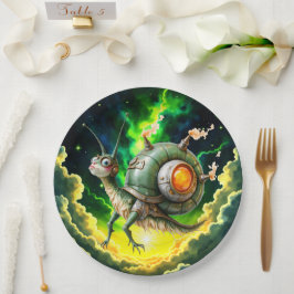 Cosmic Steampunk Slakkenvogel – Neon Droom Schepse Papieren Bordje