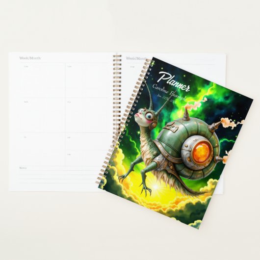 Cosmic Steampunk Slakkenvogel – Neon Droom Schepse Planner (Display)