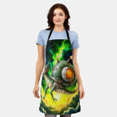 Cosmic Steampunk Slakkenvogel – Neon Droom Schepse Schort (Gedragen)