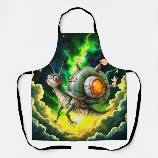 Cosmic Steampunk Slakkenvogel – Neon Droom Schepse Schort (Voorkant)