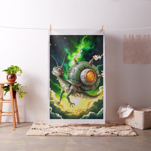 Cosmic Steampunk Slakkenvogel – Neon Droom Schepse Stof (Voorbeeld)