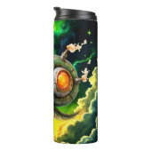 Cosmic Steampunk Slakkenvogel – Neon Droom Schepse Thermosbeker (Geroteerd rechts)