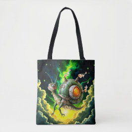 Cosmic Steampunk Slakkenvogel – Neon Droom Schepse Tote Bag