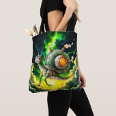 Cosmic Steampunk Slakkenvogel – Neon Droom Schepse Tote Bag (Dichtbij)
