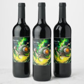 Cosmic Steampunk Slakkenvogel – Neon Droom Schepse Wijn Etiket (Flessen)