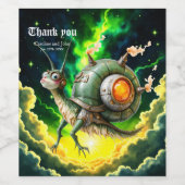 Cosmic Steampunk Slakkenvogel – Neon Droom Schepse Wijn Etiket (Enkel label)
