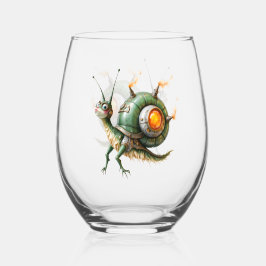 Cosmic Steampunk Slakkenvogel – Neon Droomwezen. Wijnglas Zonder Voet