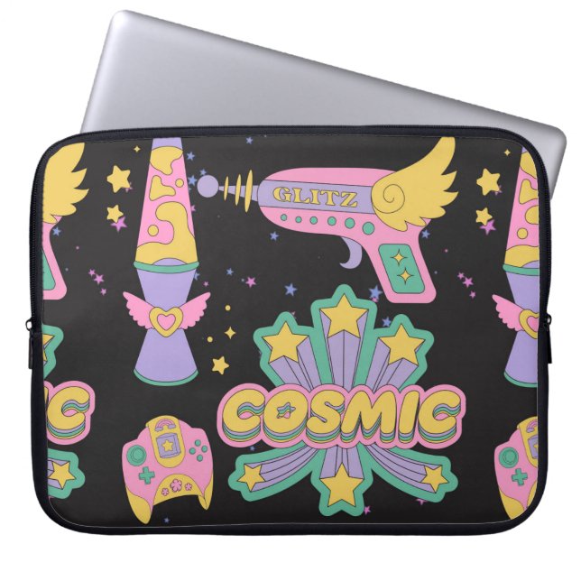 Cosmic-stijlpatroon van 90 s laptop sleeve (Voorkant)