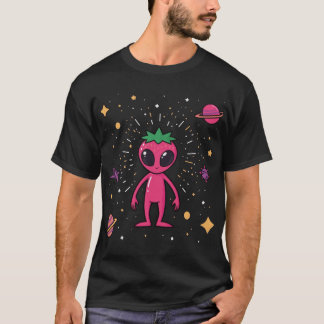 Cosmic Strawberry Alien – Cute Sci-Fi Fruit T-shirt