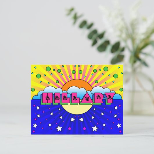 Cosmic Style Hillary Celebration Poster Briefkaart (Staand voorkant)