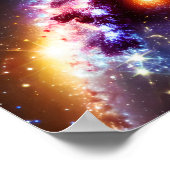 Cosmic Sun achter Galactic Clouds Skies Outerspace Poster (Hoek)