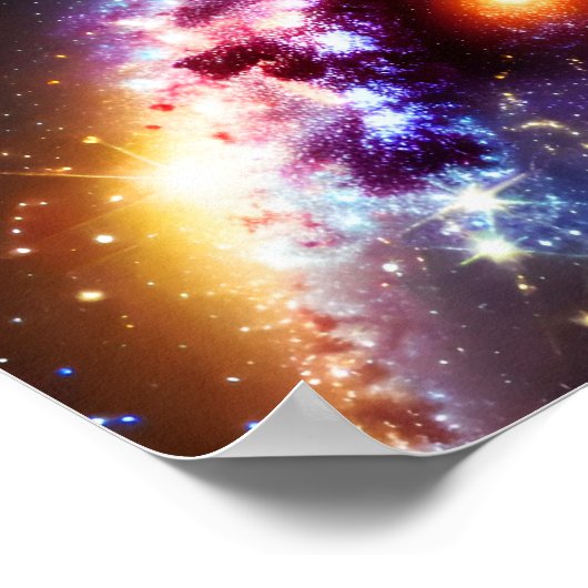 Cosmic Sun achter Galactic Clouds Skies Outerspace Poster (Hoek)